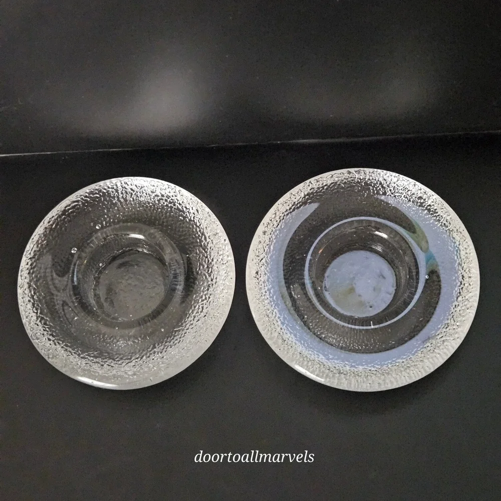 VTG Iittala Nappi Tealight Candle Holder Markku Salo '90s Clear Pebbled Glass